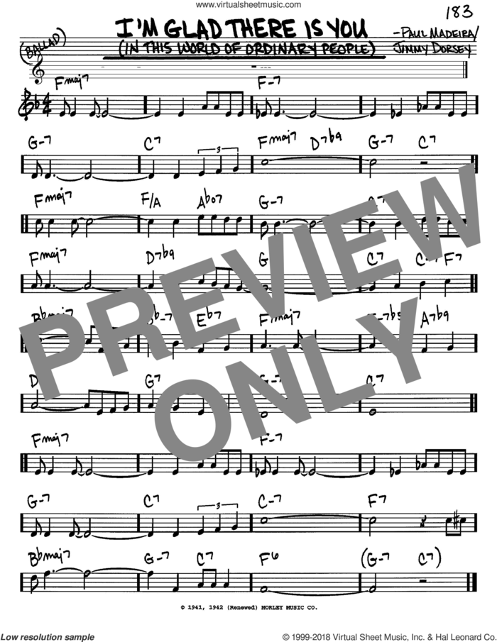I'm Glad There Is You (In This World Of Ordinary People) sheet music for voice and other instruments (in C) by Jimmy Dorsey and Paul Madeira, intermediate skill level