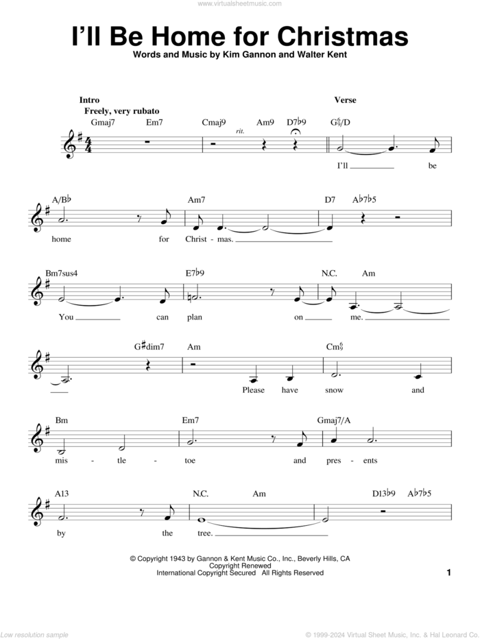I'll Be Home For Christmas sheet music for voice solo by Kim Gannon, Michael Buble and Walter Kent, intermediate skill level