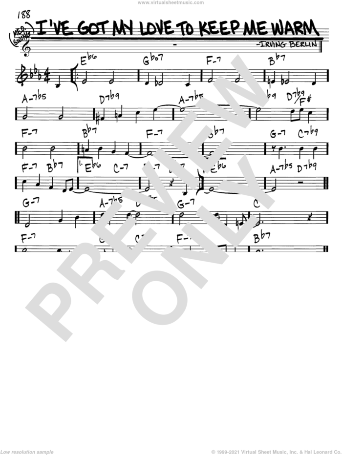 I've Got My Love To Keep Me Warm sheet music for voice and other instruments (in C) by Irving Berlin, intermediate skill level