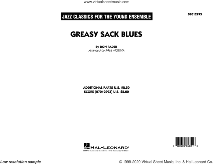 Greasy Sack Blues (COMPLETE) sheet music for jazz band by Paul Murtha and Donald Rader, intermediate skill level