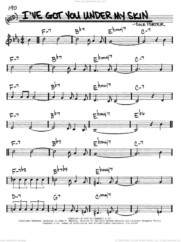 I've Got You Under My Skin sheet music for voice and other instruments (in C) by Cole Porter, intermediate skill level