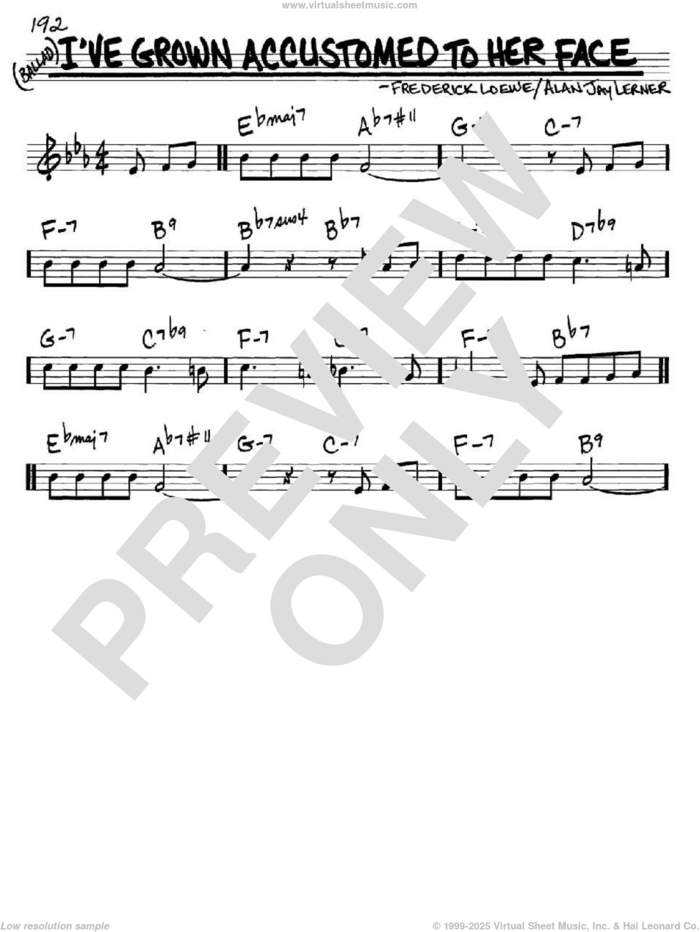 I've Grown Accustomed To Her Face sheet music for voice and other instruments (in C) by Lerner & Loewe, Alan Jay Lerner and Frederick Loewe, intermediate skill level