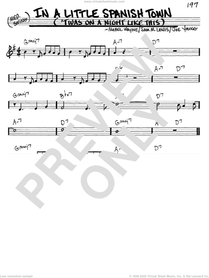 In A Little Spanish Town ('Twas On A Night Like This) sheet music for voice and other instruments (in C) by Sam Lewis, Joe Young and Mabel Wayne, intermediate skill level