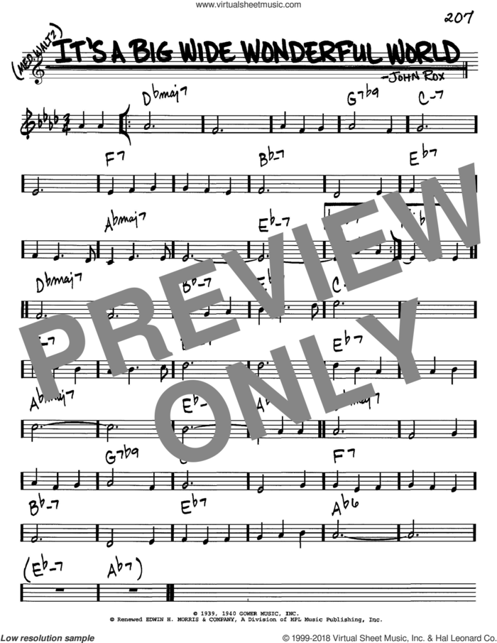 It's A Big Wide Wonderful World sheet music for voice and other instruments (in C) by John Rox, intermediate skill level