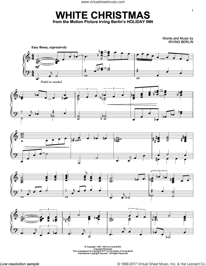 White Christmas [Jazz version] sheet music for piano solo by Irving Berlin, intermediate skill level