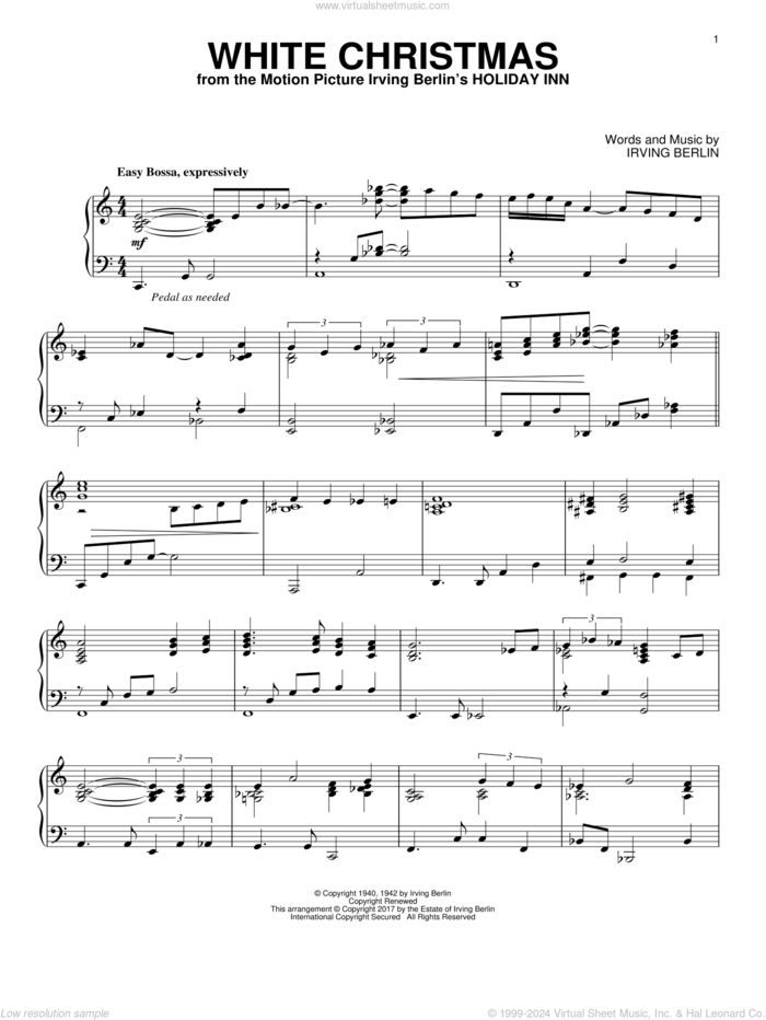 White Christmas [Jazz version] sheet music for piano solo by Irving Berlin, intermediate skill level