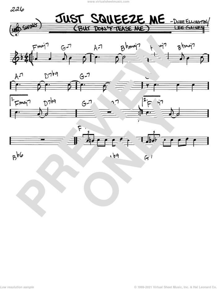 Just Squeeze Me (But Don't Tease Me) sheet music for voice and other instruments (in C) by Duke Ellington and Lee Gaines, intermediate skill level