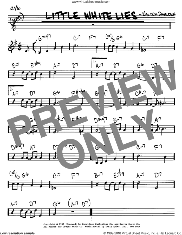 Little White Lies sheet music for voice and other instruments (in C) by Walter Donaldson, intermediate skill level