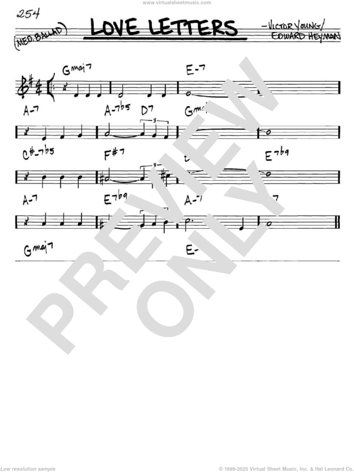 Love Letters sheet music for voice and other instruments (in C) by Edward Heyman and Victor Young, intermediate skill level