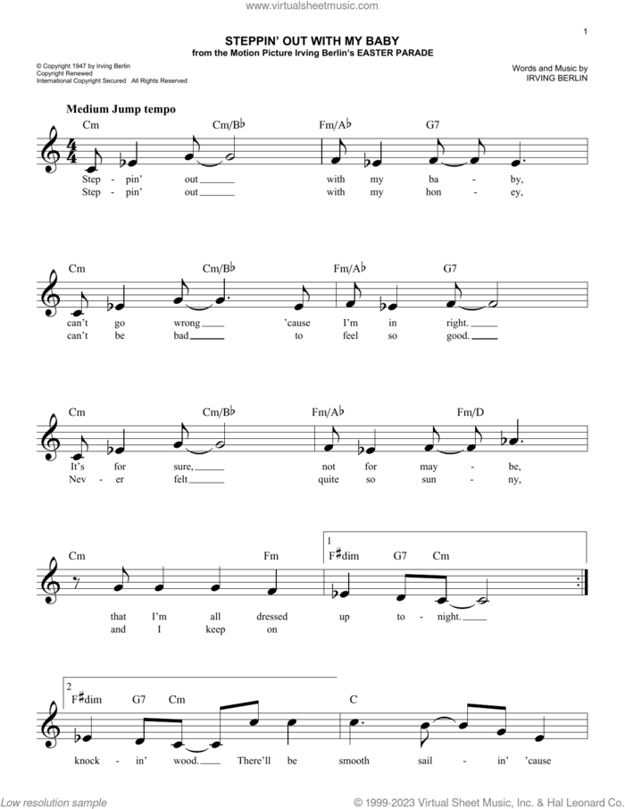 Steppin' Out With My Baby sheet music for voice and other instruments (fake book) by Irving Berlin, easy skill level