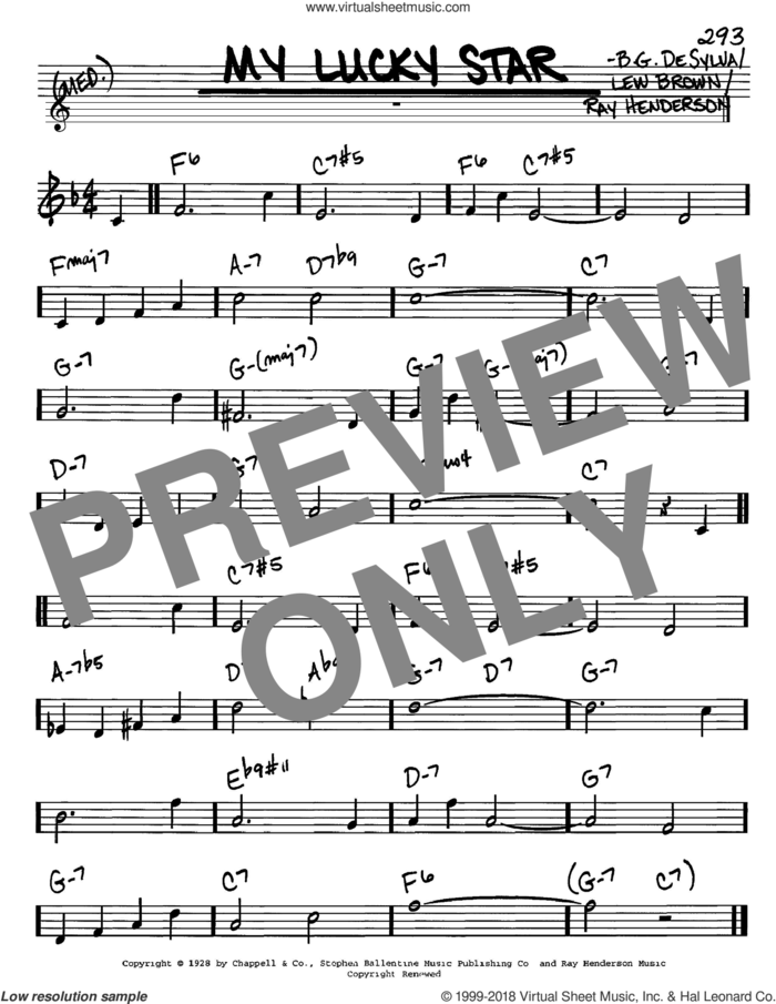 My Lucky Star sheet music for voice and other instruments (in C) by Buddy DeSylva, Lew Brown and Ray Henderson, intermediate skill level
