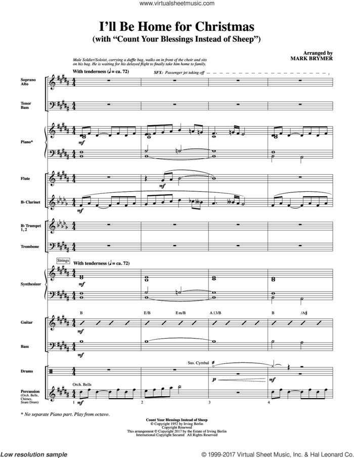 I'll Be Home for Christmas (COMPLETE) sheet music for orchestra/band by Mark Brymer, Bing Crosby and Rosemary Clooney, Eddie Fisher and Irving Berlin, intermediate skill level