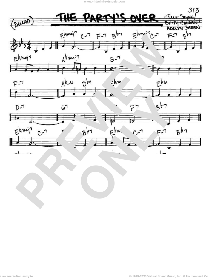 The Party's Over sheet music for voice and other instruments (in C) by Betty Comden, Adolph Green and Jule Styne, intermediate skill level