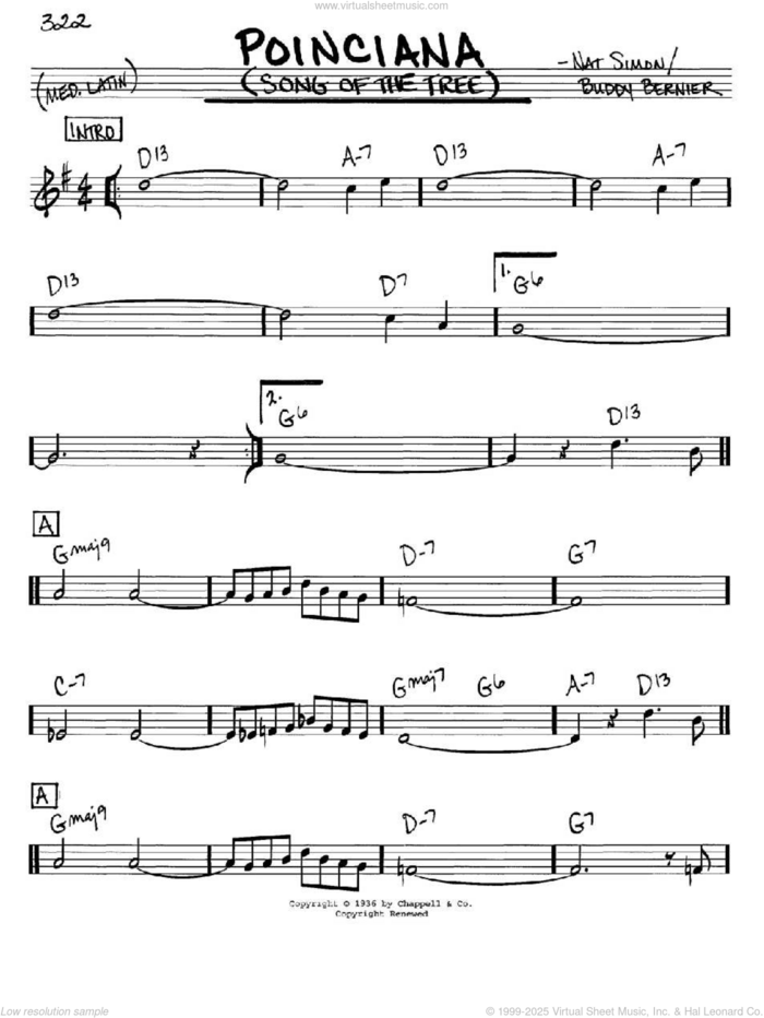 Poinciana (Song Of The Tree) sheet music for voice and other instruments (in C) by Buddy Bernier and Nat Simon, intermediate skill level