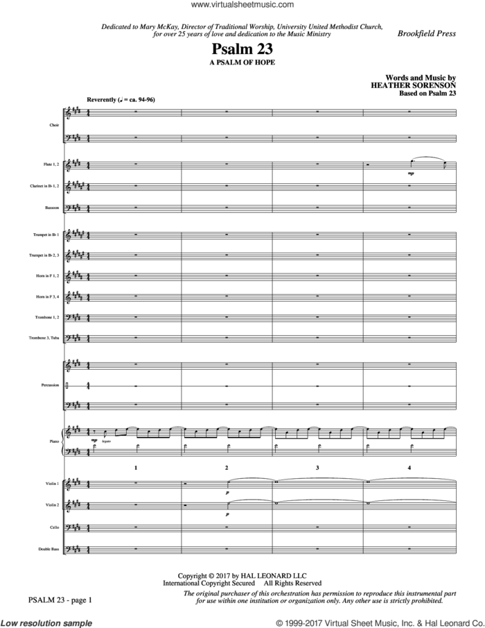 Psalm 23 (COMPLETE) sheet music for orchestra/band by Heather Sorenson and Based on Psalm 23, intermediate skill level