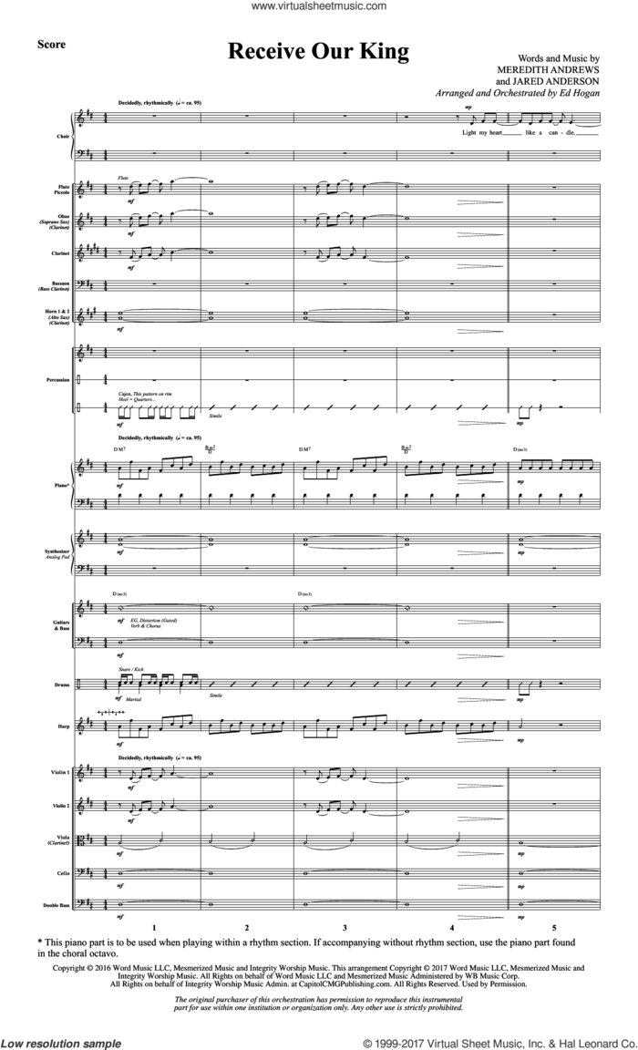 Receive Our King (COMPLETE) sheet music for orchestra/band by Ed Hogan, Jaren Anderson and Meredith Andrews, intermediate skill level