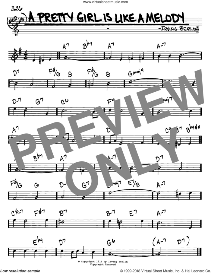 A Pretty Girl Is Like A Melody sheet music for voice and other instruments (in C) by Irving Berlin, intermediate skill level