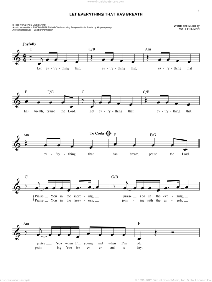 Let Everything That Has Breath sheet music for voice and other instruments (fake book) by Matt Redman and Passion, easy skill level
