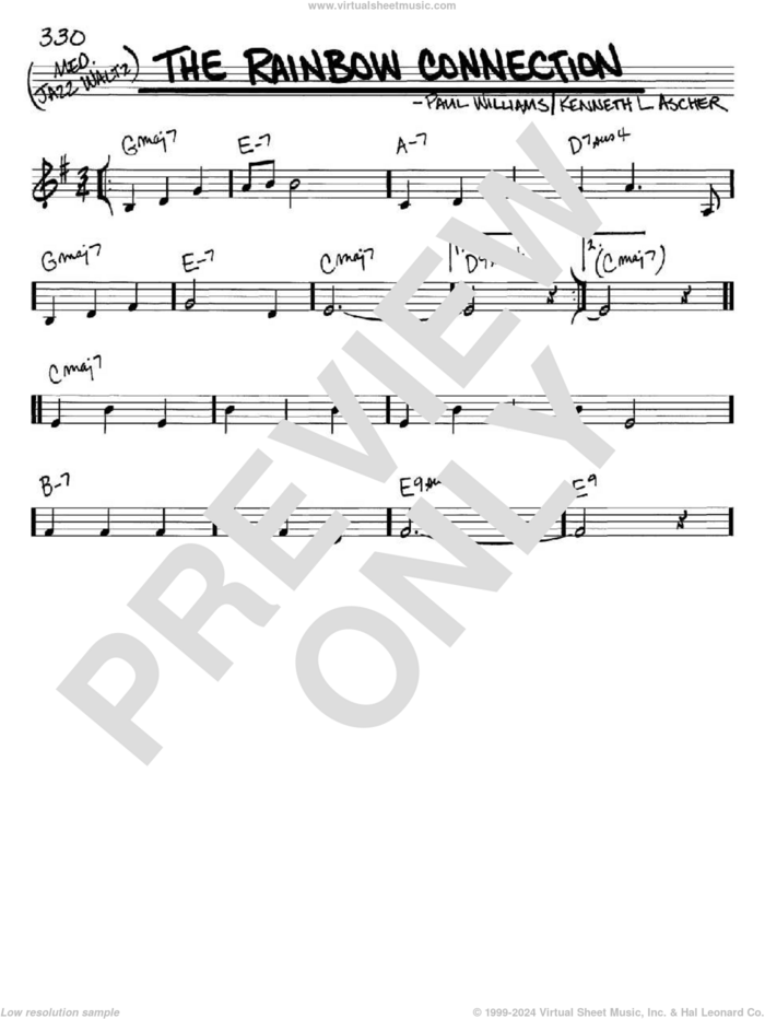 The Rainbow Connection sheet music for voice and other instruments (in C) by Paul Williams and Kenneth L. Ascher, intermediate skill level