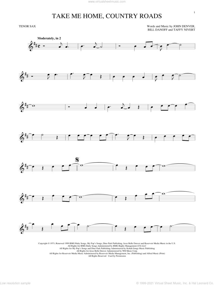 denver-take-me-home-country-roads-sheet-music-for-tenor-saxophone-solo