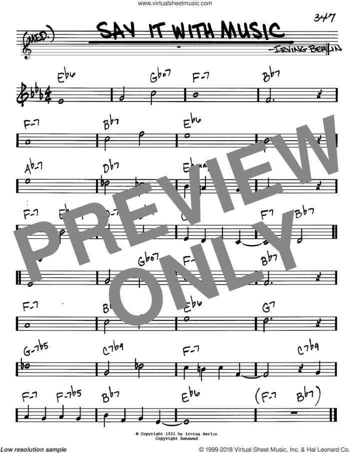 Say It With Music sheet music for voice and other instruments (in C) by Irving Berlin, intermediate skill level