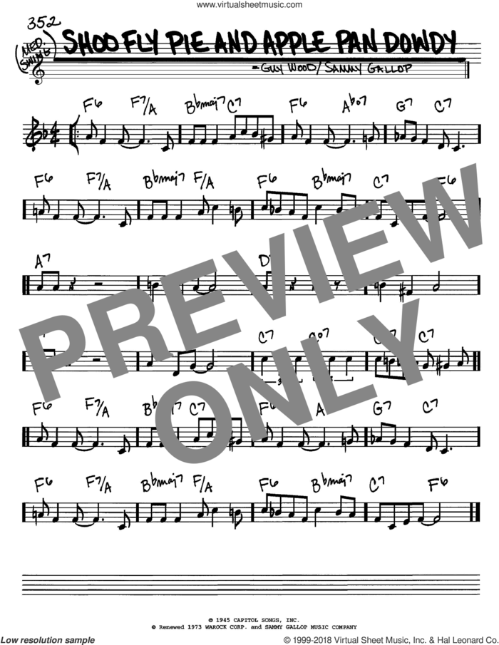Shoo Fly Pie And Apple Pan Dowdy sheet music for voice and other instruments (in C) by Sammy Gallop and Guy Wood, intermediate skill level