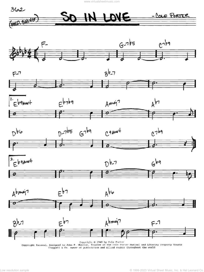 So In Love (from Kiss Me, Kate) sheet music for voice and other instruments (in C) by Cole Porter and Kiss Me, Kate (Musical), intermediate skill level