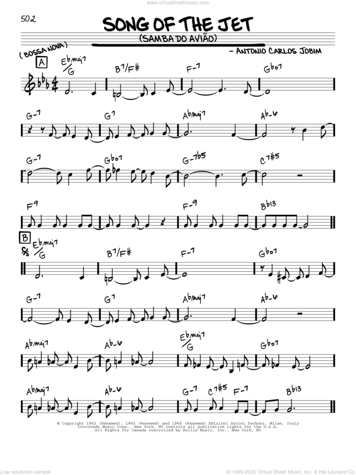 Song Of The Jet (Samba do Aviao) sheet music for voice and other instruments (in C) by Antonio Carlos Jobim and Eugene John Lees, intermediate skill level