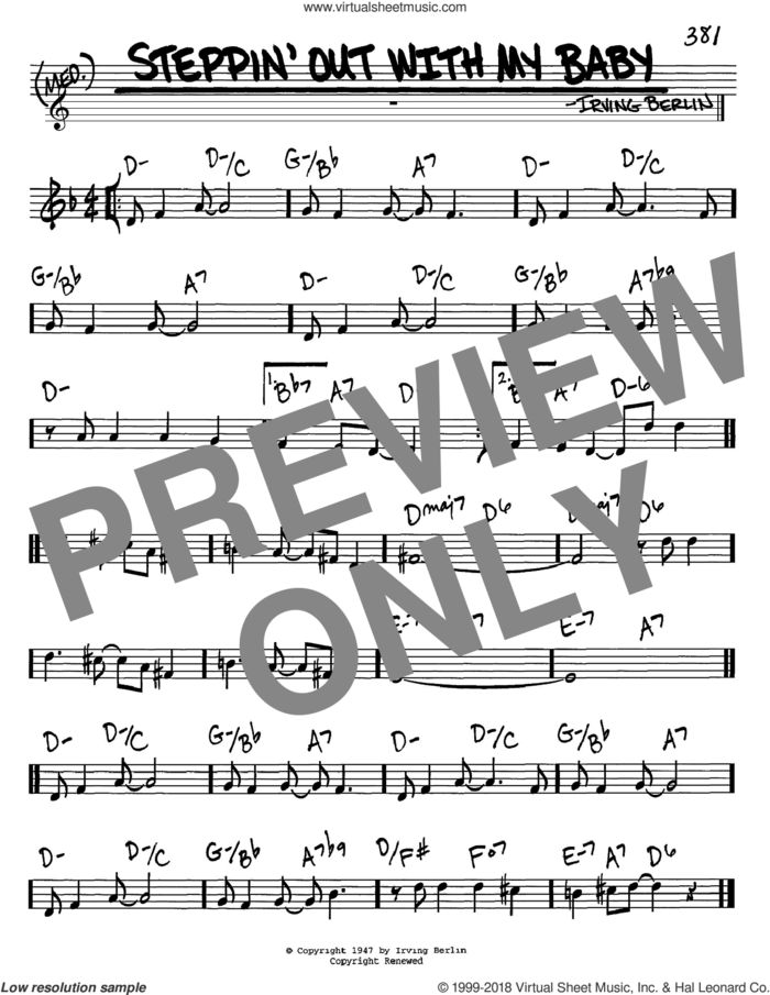 Steppin' Out With My Baby sheet music for voice and other instruments (in C) by Irving Berlin, intermediate skill level