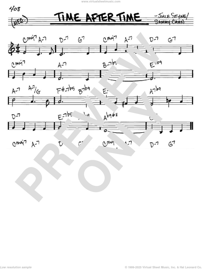 Time After Time sheet music for voice and other instruments (in C) by Sammy Cahn and Jule Styne, intermediate skill level