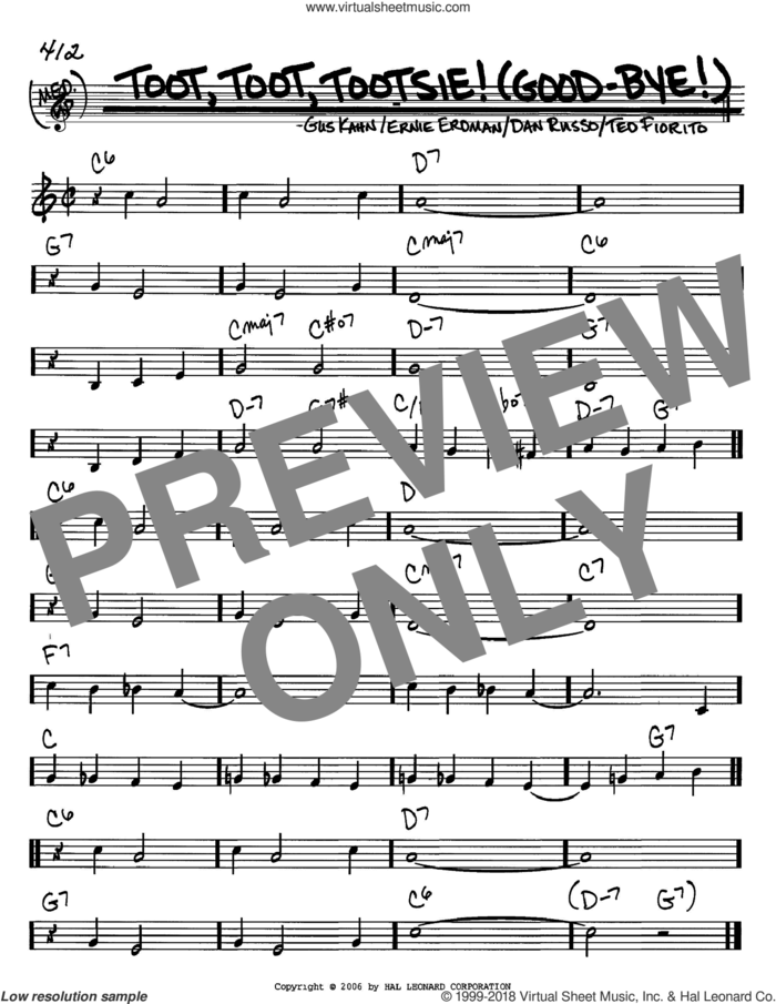 Toot, Toot, Tootsie! (Good-bye!) sheet music for voice and other instruments (in C) by Gus Kahn, Dan Russo, Ernie Erdman and Ted Fiorito, intermediate skill level