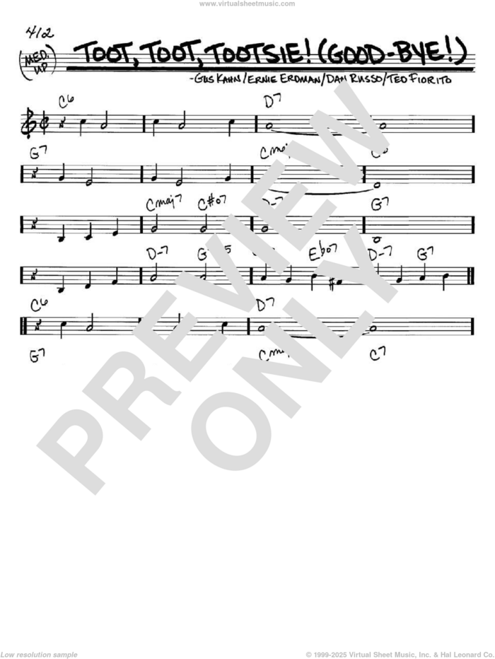 Toot, Toot, Tootsie! (Good-bye!) sheet music for voice and other instruments (in C) by Gus Kahn, Dan Russo, Ernie Erdman and Ted Fiorito, intermediate skill level