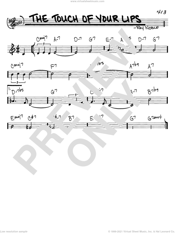 The Touch Of Your Lips sheet music for voice and other instruments (in C) by Ray Noble, intermediate skill level