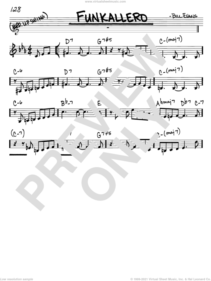 Funkallero sheet music for voice and other instruments (in C) by Bill Evans, intermediate skill level