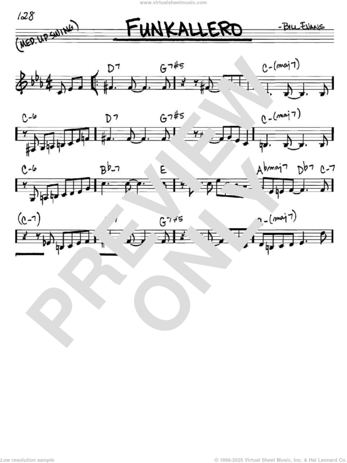 Funkallero sheet music for voice and other instruments (in C) by Bill Evans, intermediate skill level