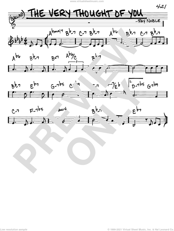 The Very Thought Of You sheet music for voice and other instruments (in C) by Ray Noble, Kate Smith, Nat King Cole, Ray Conniff and Ricky Nelson, intermediate skill level