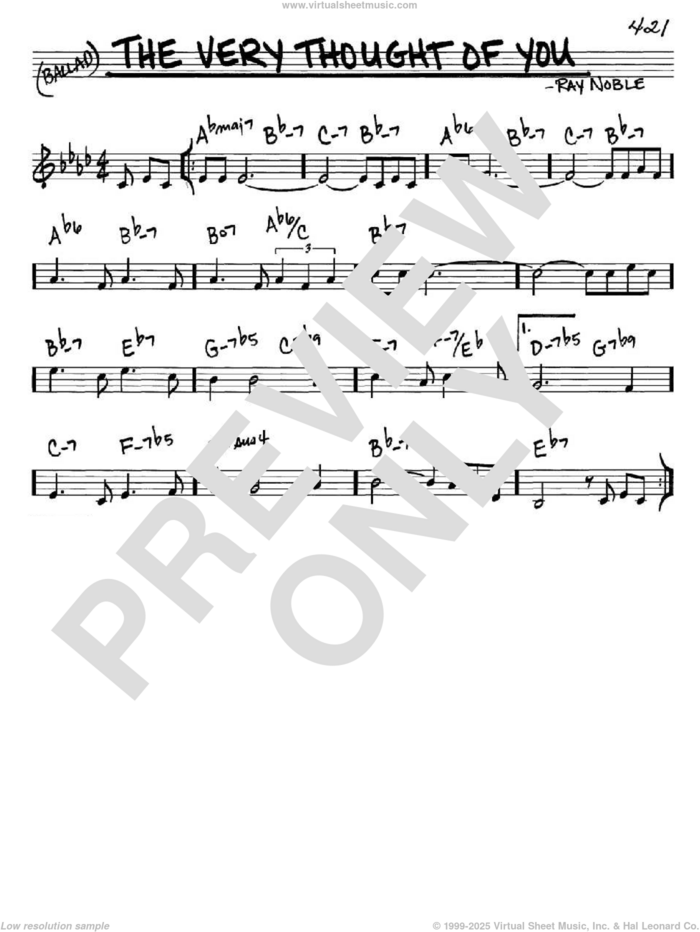 The Very Thought Of You sheet music for voice and other instruments (in C) by Ray Noble, Kate Smith, Nat King Cole, Ray Conniff and Ricky Nelson, intermediate skill level