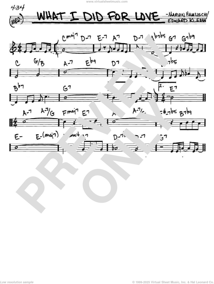 What I Did For Love sheet music for voice and other instruments (in C) by Marvin Hamlisch and Edward Kleban, intermediate skill level