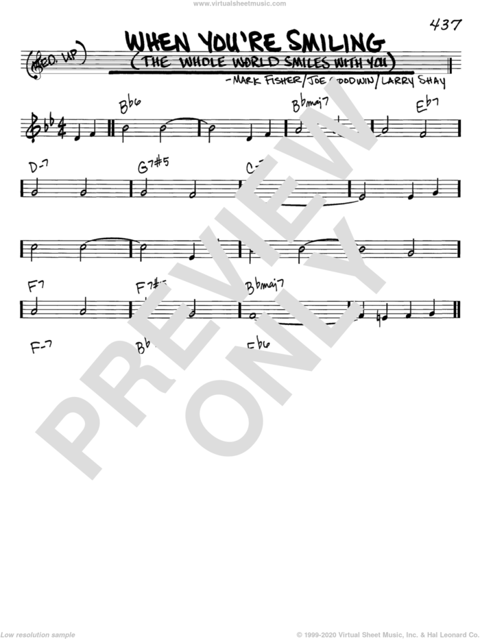 When You're Smiling (The Whole World Smiles With You) sheet music for voice and other instruments (in C) by Louis Armstrong, Joe Goodwin, Larry Shay and Mark Fisher, intermediate skill level