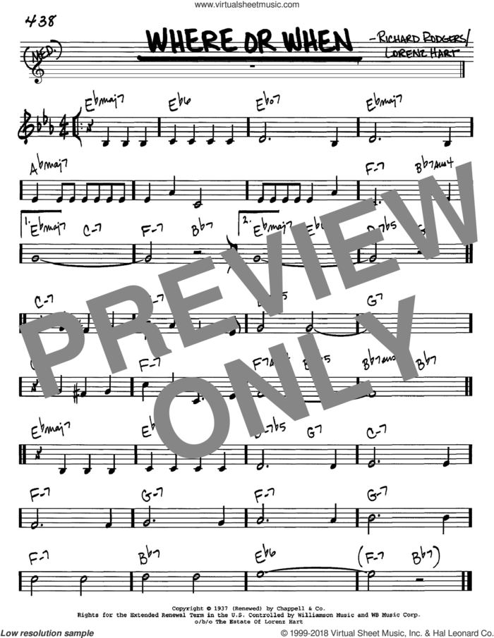 Where Or When sheet music for voice and other instruments (in C) by Rodgers & Hart, Dion & The Belmonts, Lorenz Hart and Richard Rodgers, intermediate skill level