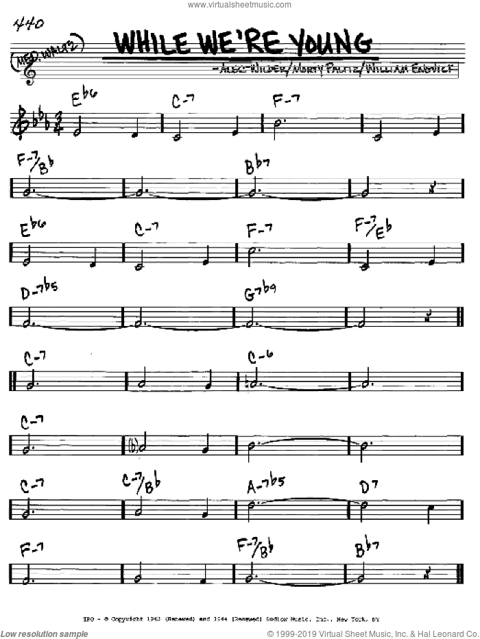 While We're Young sheet music for voice and other instruments (in C) by Alec Wilder, Morty Palitz and William Engvick, intermediate skill level