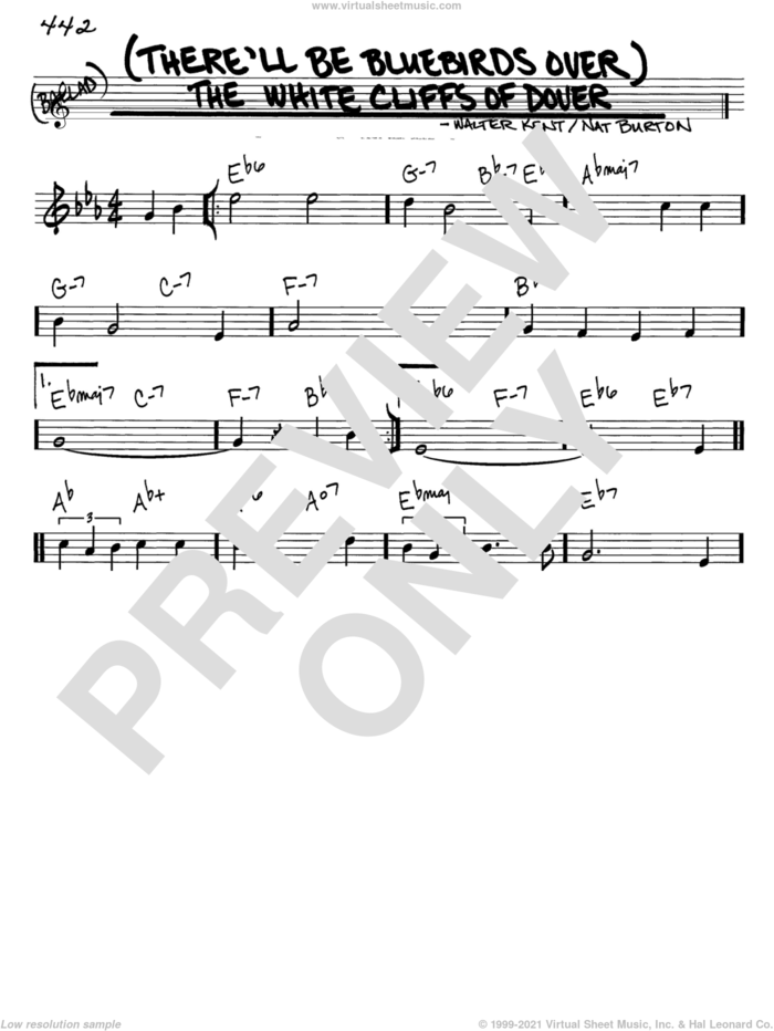 (There'll Be Bluebirds Over) The White Cliffs Of Dover sheet music for voice and other instruments (in C) by Nat Burton, Vera Lynn and Walter Kent, intermediate skill level