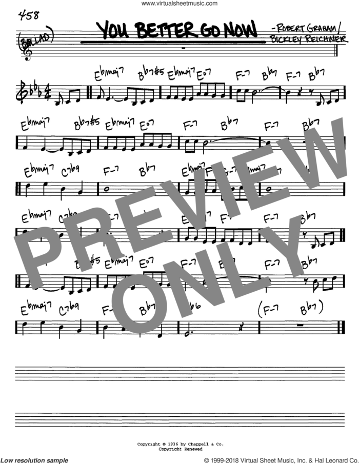 You Better Go Now sheet music for voice and other instruments (in C) by Bickley Reichner and Robert Graham, intermediate skill level