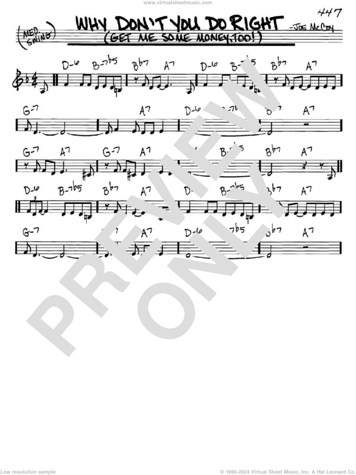 Why Don't You Do Right (Get Me Some Money, Too!) sheet music for voice and other instruments (in C) by Peggy Lee and Joe McCoy, intermediate skill level