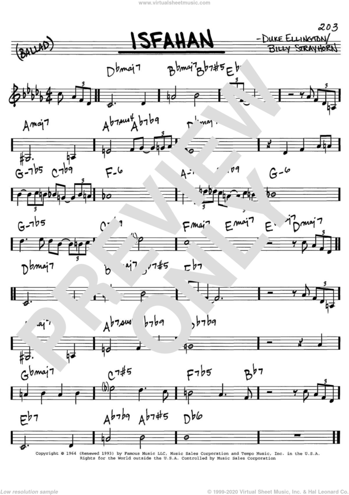 Isfahan sheet music for voice and other instruments (in C) by Duke Ellington and Billy Strayhorn, intermediate skill level