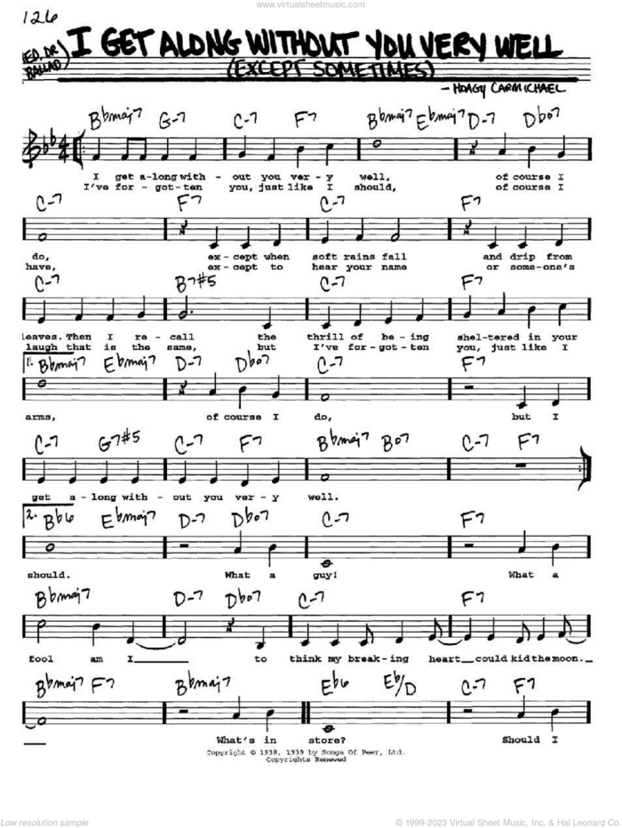 I Get Along Without You Very Well (Except Sometimes) sheet music for voice and other instruments  by Hoagy Carmichael, intermediate skill level