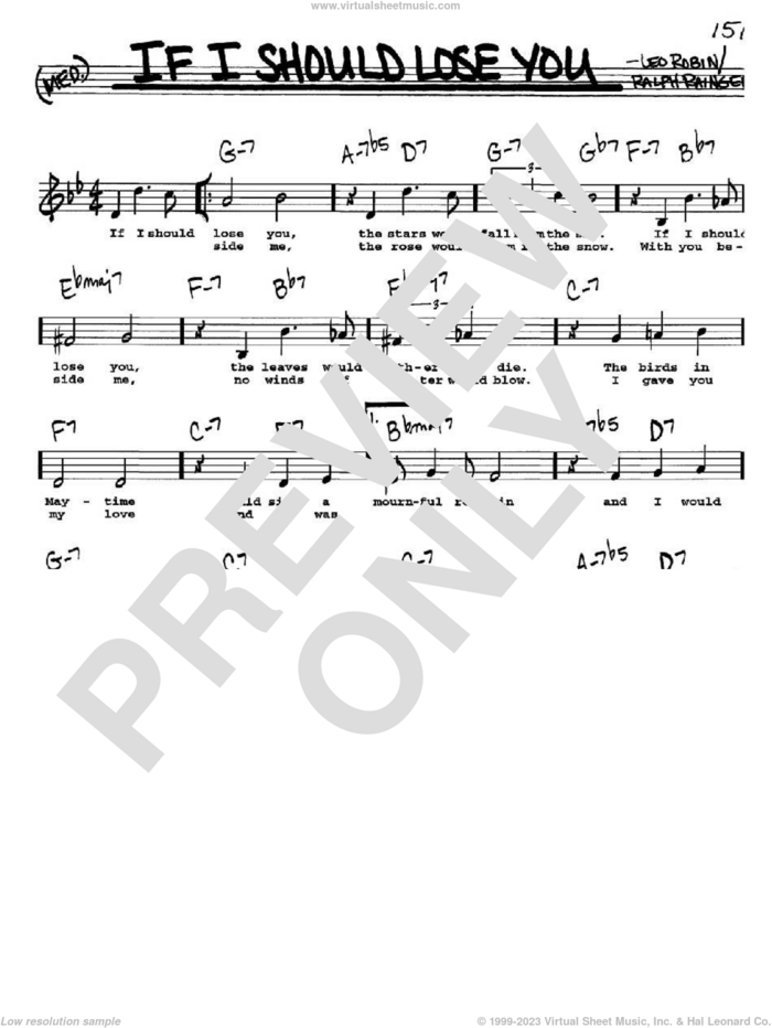 If I Should Lose You sheet music for voice and other instruments  by Ralph Rainger and Leo Robin, intermediate skill level