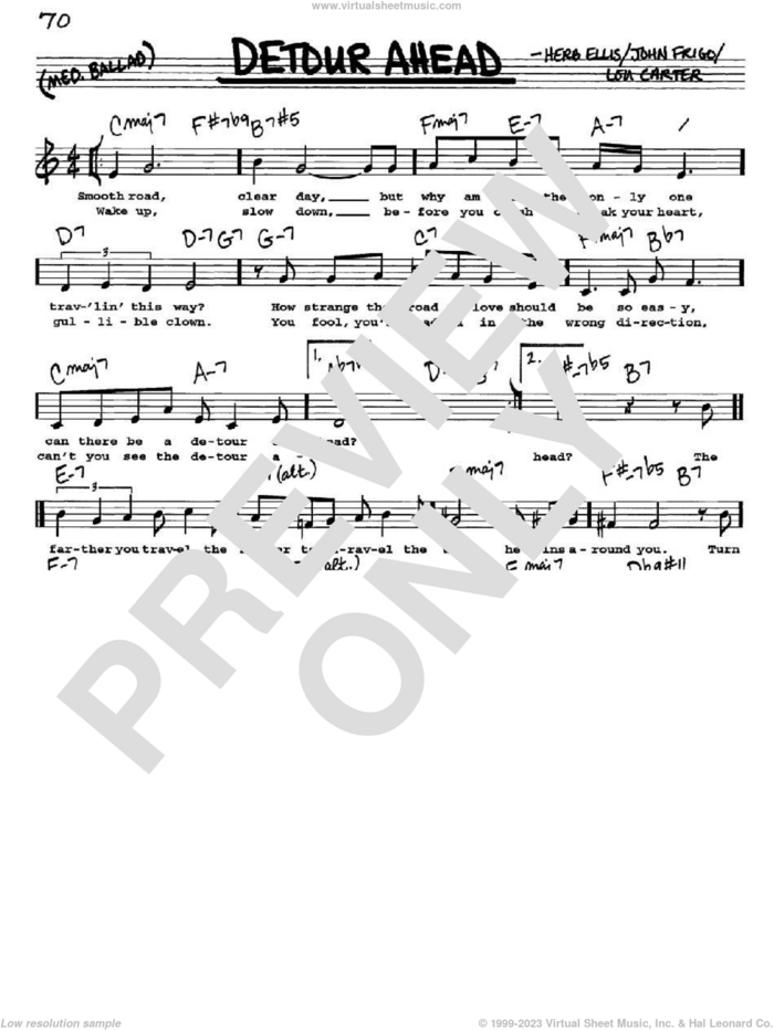Detour Ahead sheet music for voice and other instruments  by Herb Ellis, John Frigo and Lou Carter, intermediate skill level