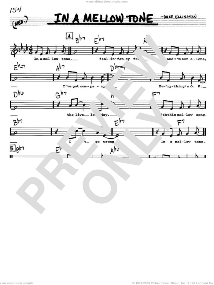 In A Mellow Tone sheet music for voice and other instruments  by Duke Ellington and Milt Gabler, intermediate skill level