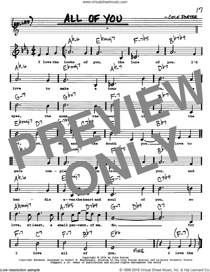 All Of You sheet music for voice and other instruments  by Cole Porter, intermediate skill level